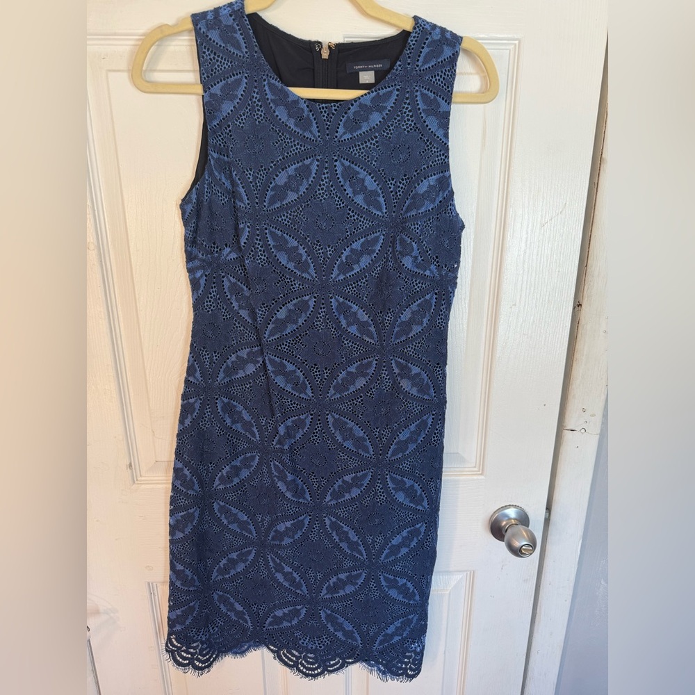 Tommy hilfiger- navy eyelet lace dress. Size 4, excellent condition